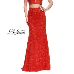 La Femme maxi skirt mermaid lace Coral party cocktail feminine sexy event 2